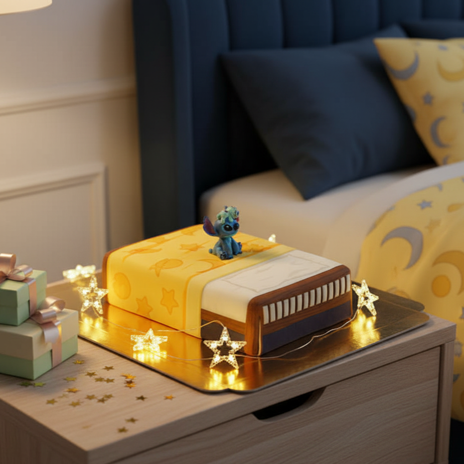 Stitch® met Scrump op bedtaart