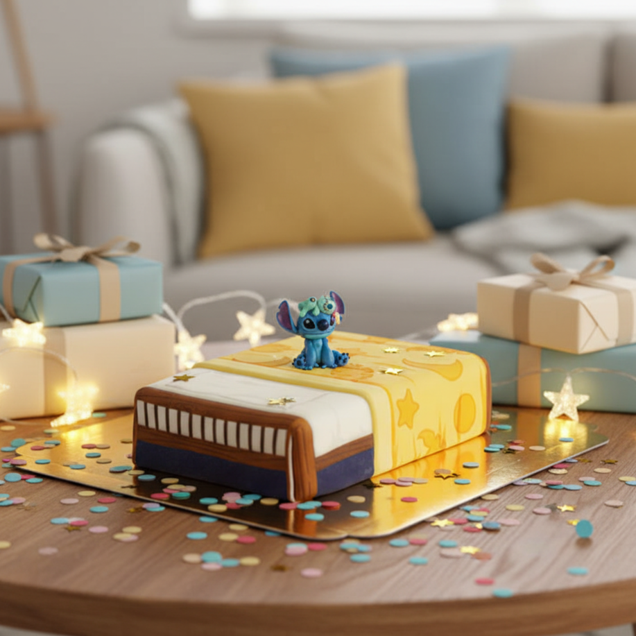 Stitch® met Scrump op bedtaart