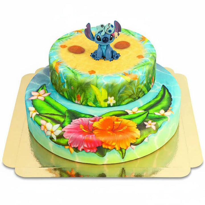 Stitch® op een 2-tier tropische strandtaart