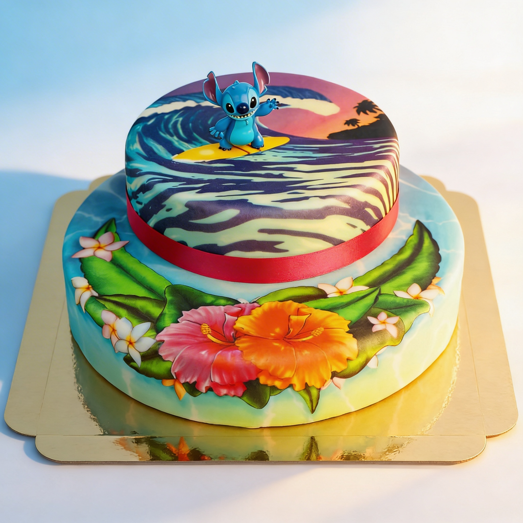 Stitch® op een 2-tier surfer taart
