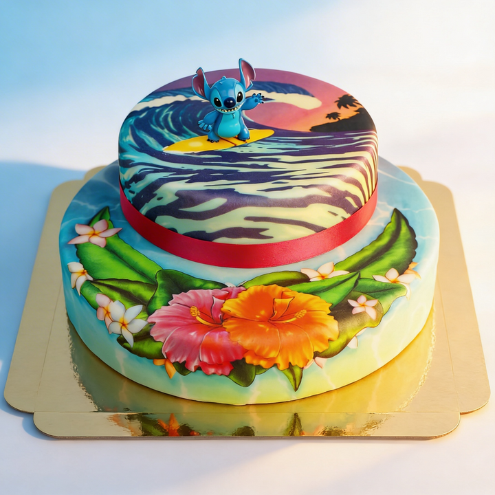 Stitch® op een 2-tier surfer taart