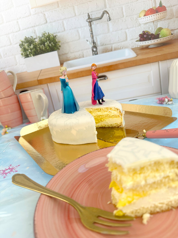 Frozen® Anna® & Elsa® op sneeuwvlok taart