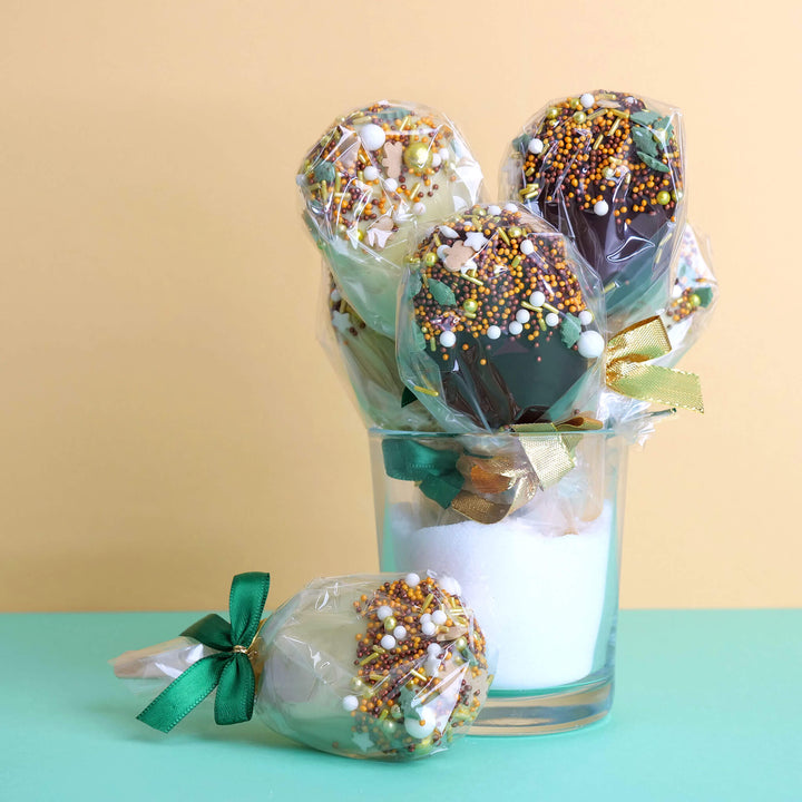 Kerst cake-popsicles met gouden en groene strooisel (10 stuks)