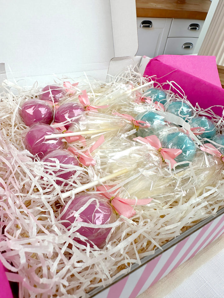 Cake pops met kleurrijke chocolade en logo (12 stuk)
