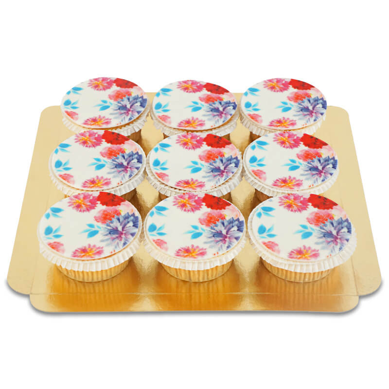 Bloemen cupcakes (9 stuks)