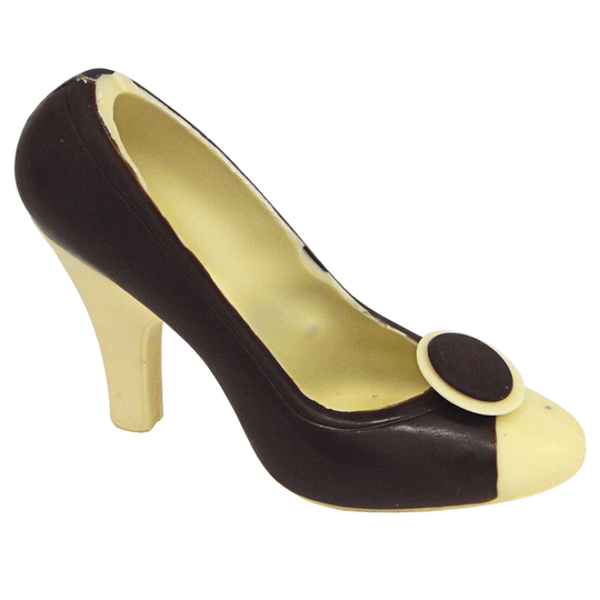 Zwarte chocolade-schoen met witte accenten