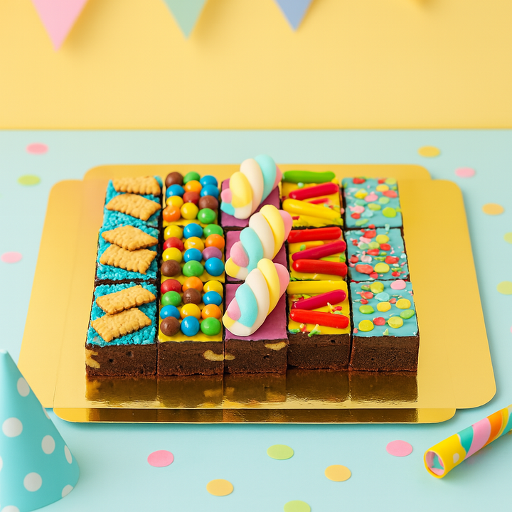Brownies met kleurrijke decoratiemix (15 stuks)
