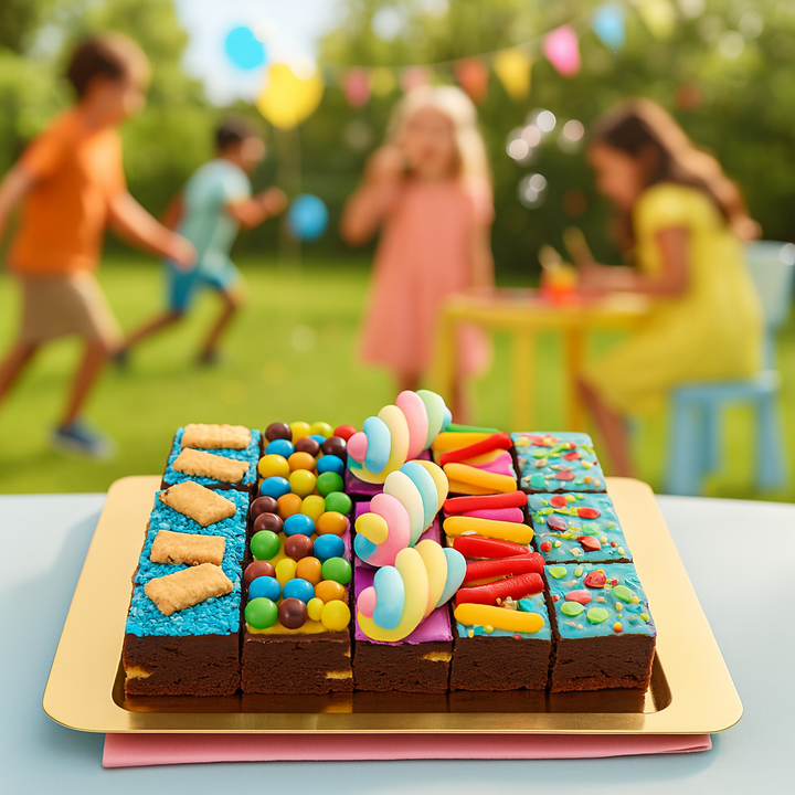 Brownies met kleurrijke decoratiemix (15 stuks)