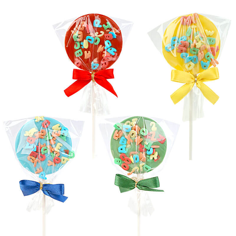 Kleurrijke letterlolly's (10 stuks)