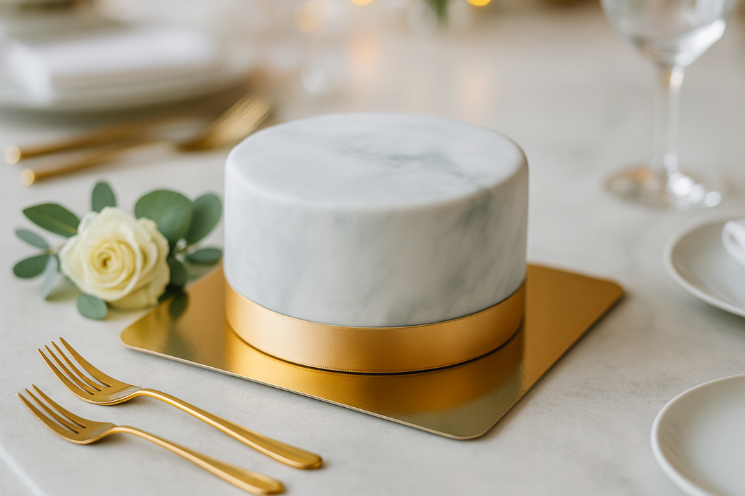 Luxe taart van Marmerpatroon – dubbele hoogte