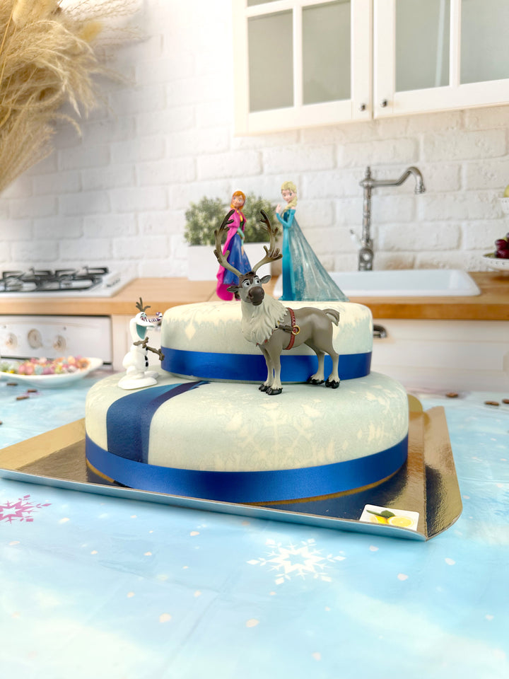 Ijskoningin Elsa®, zus Anna® & Olaf® op twee-verdiepingen sneeuwvlok taart