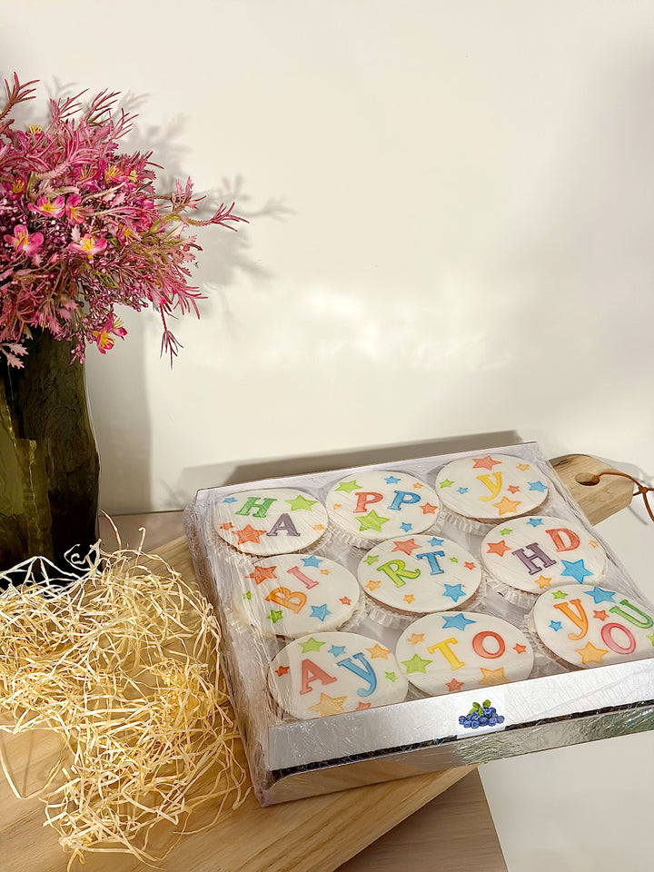 Verjaardag cupcakes, 9 stuks