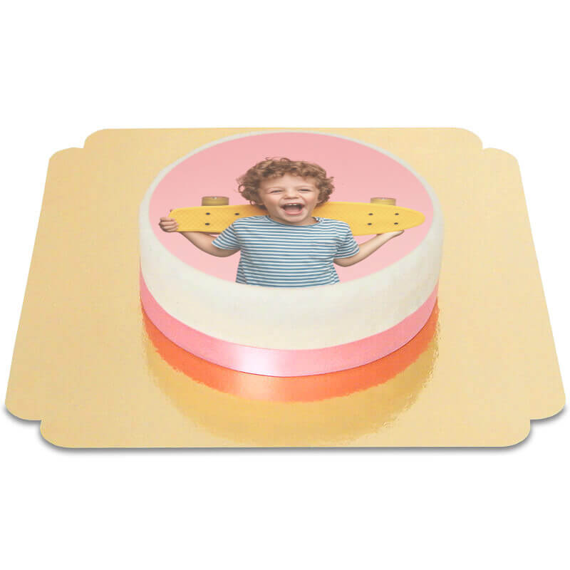 Ronde fototaart met lint