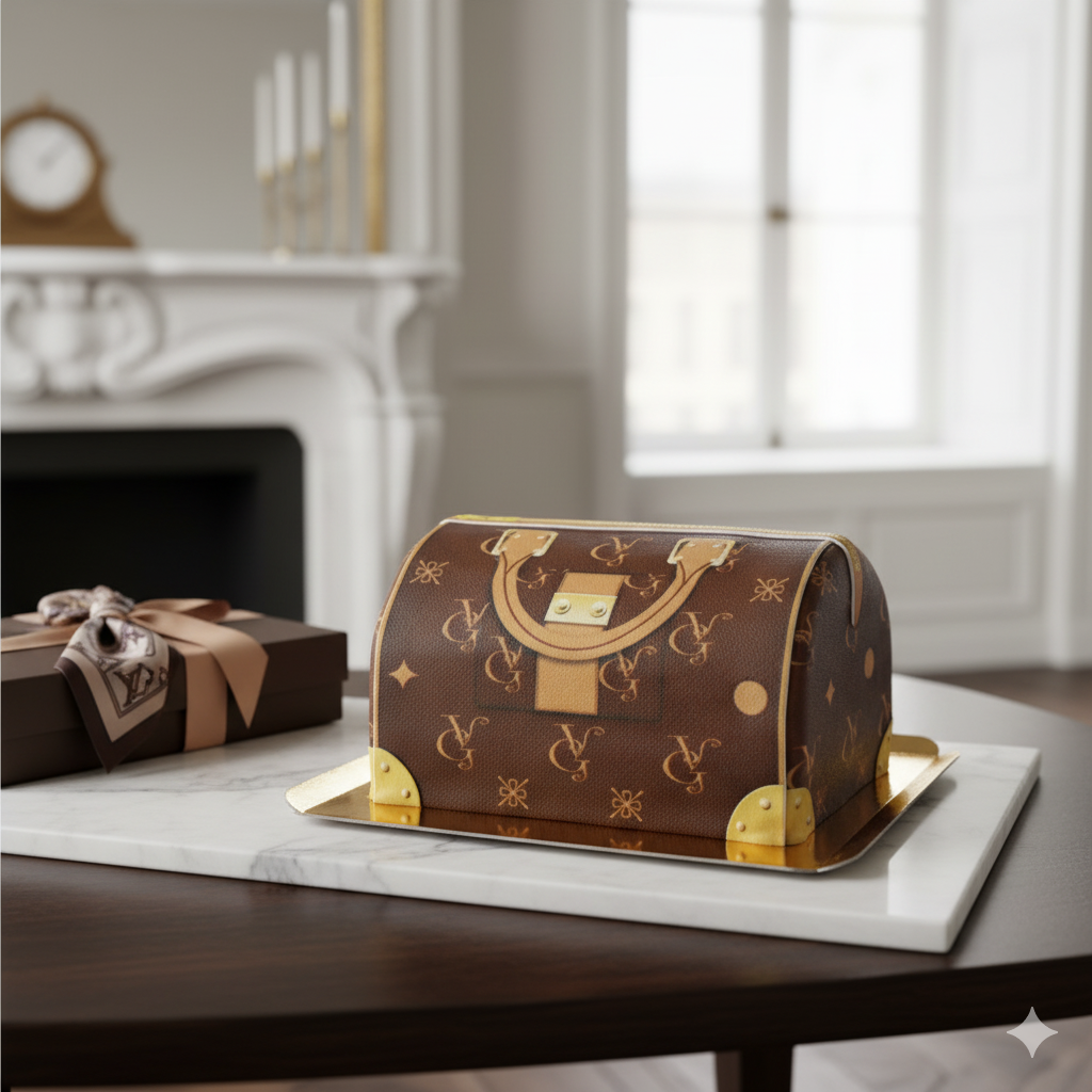 Handtassen taart VG, bruin met beige details 
