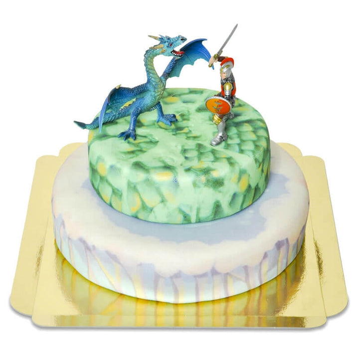 Twee verdiepingen fantasietaart met draken®figuur