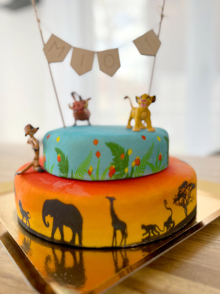 Simba®, Timon® en Pumba®, twee-verdiepingen savanne taart 