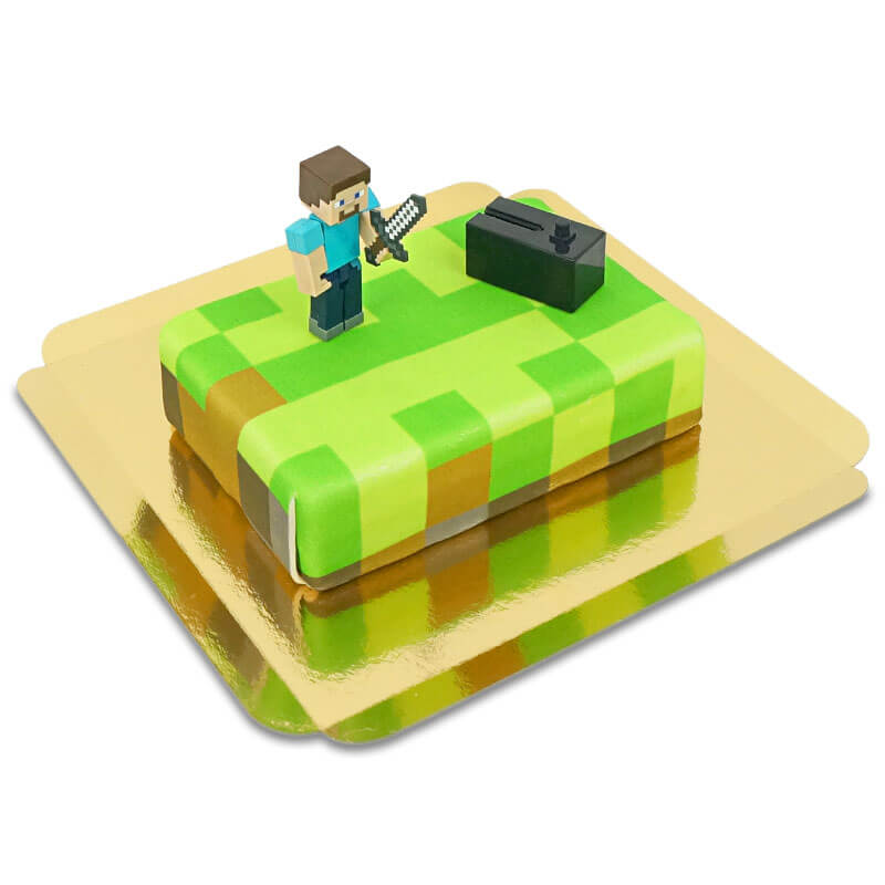 Minecraft®-figuur op speelwereldaart