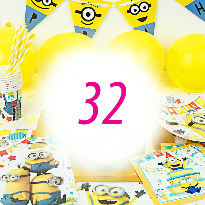 Partyset Minions® voor 32 kinderen - alleen decoratie, zonder taart