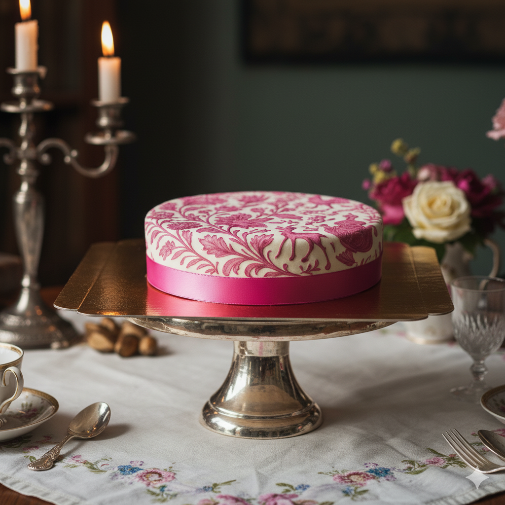 Roze porseleinbeschilderde taart