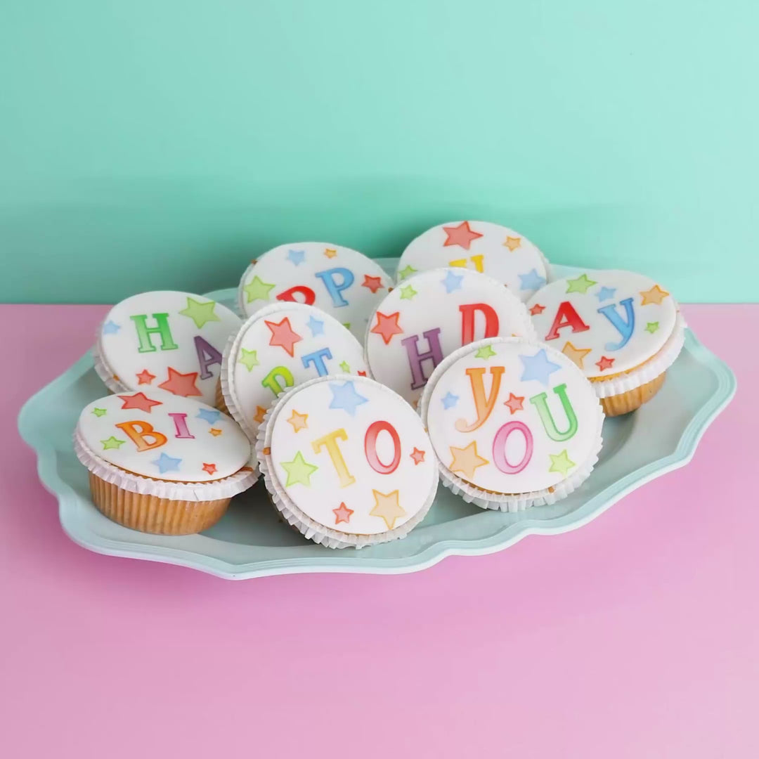 Verjaardag cupcakes, 9 stuks