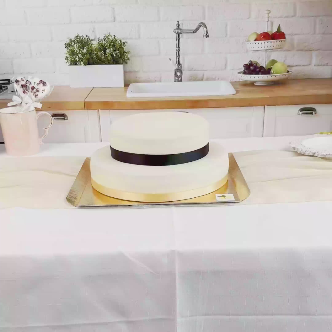  Witte 2-verdiepingen taart met taartenlint