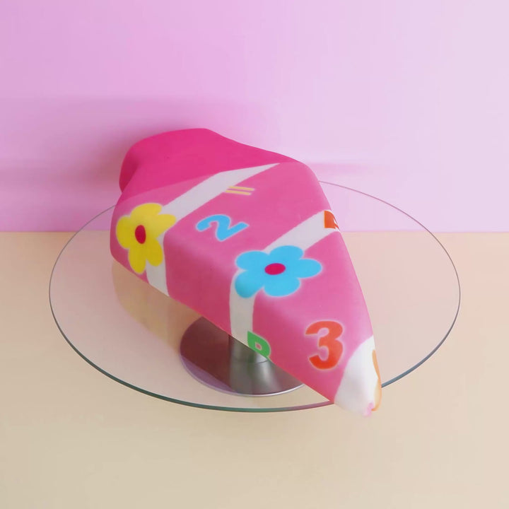 Snoepzakvorm taart in roze