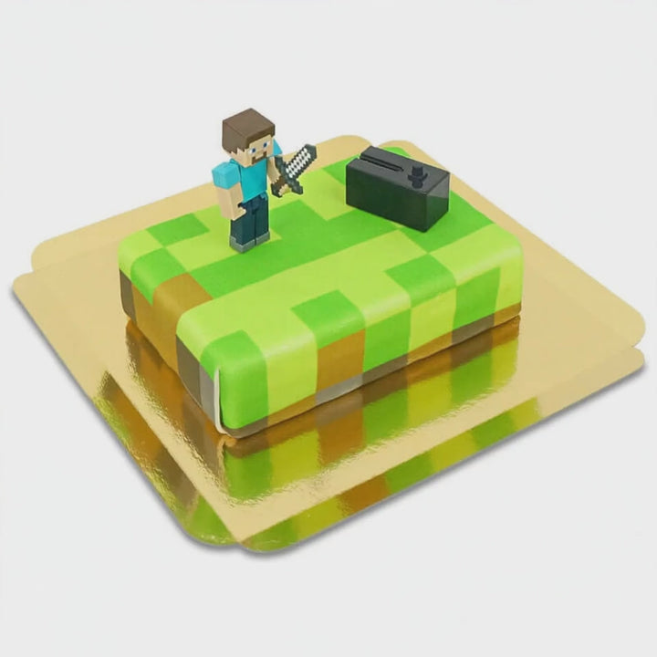 Minecraft®-figuur op speelwereldaart
