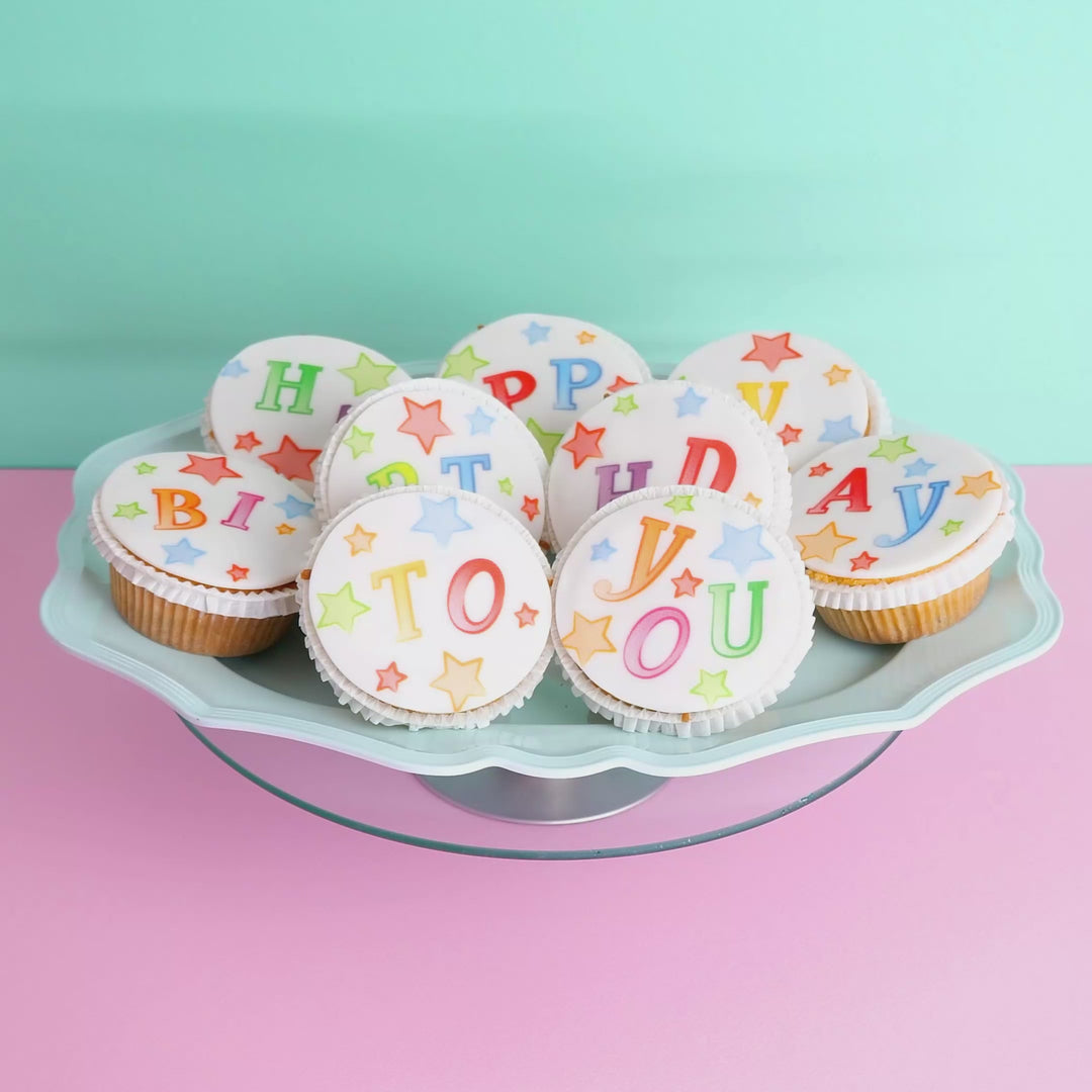 Verjaardag cupcakes, 9 stuks