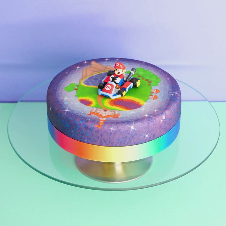 Mario Kart® op geschilderde planetentaart