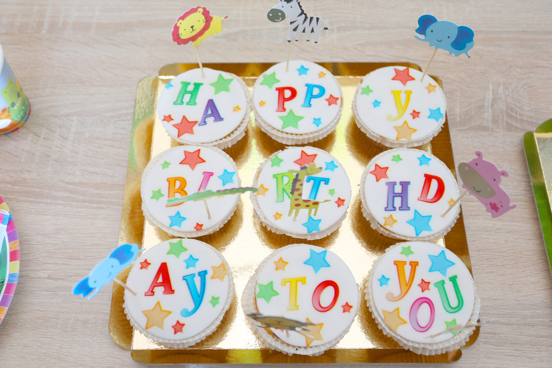 Verjaardag cupcakes, 9 stuks