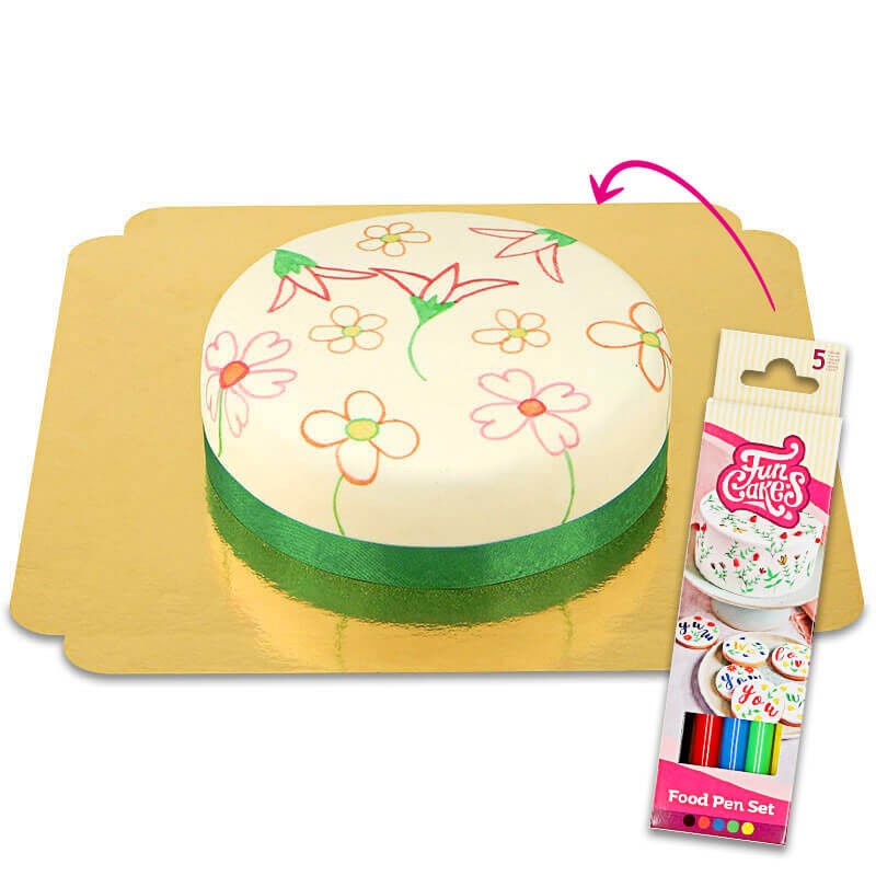 Taart met eetbare inkt stiften