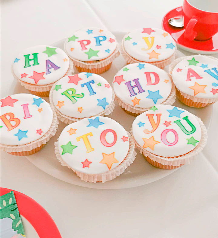 Verjaardag cupcakes, 9 stuks
