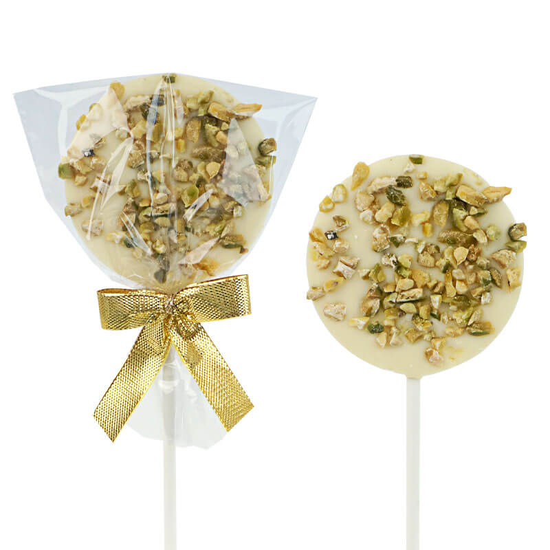 Lollis mit weißer Schokolade & Pistazien (10 Stück)