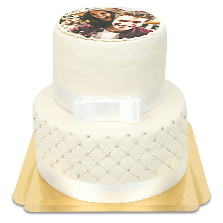 Witte foto-bruidstaart "White Wedding"