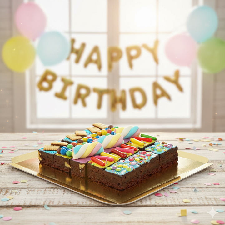Brownies met kleurrijke decoratiemix (15 stuks)