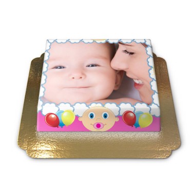 Roze Baby frame fototaart
