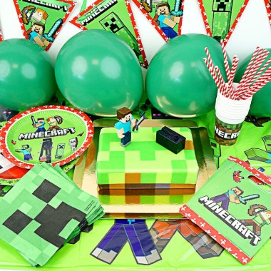 Minecraft® feestset incl. taart